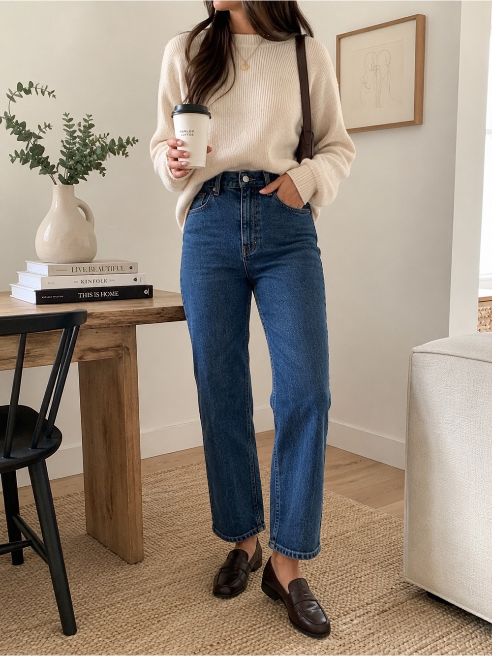 Everlane The Way High Straight Leg Jeans Women 29 Vintage Indigo Organic Cotton